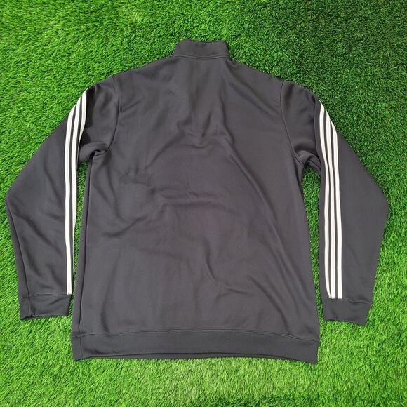 Adidas 1/4-Zip Track Jacket 2XL/3XL 26x33 Black Sleeve-Stripes - Picture 2 of 16